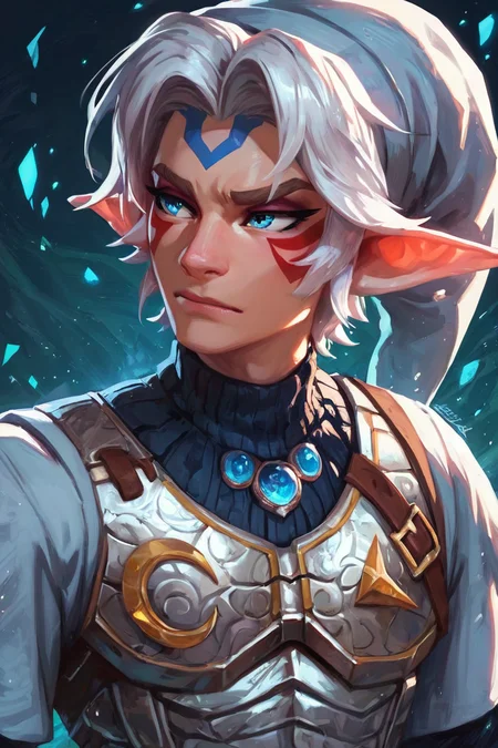 score_9, score_8_up, score_8, BREAK, zzFierceDeity, hat, jewelry, closed mouth, upper body, armor, chainmail, <lora:FierceDeityLink_PDXL:0.8>, BREAK, embedding:zPDXL, Expressiveh, <lora:SDXLFaeTastic2400:0.5>, <lora:Expressive_H-000001:0.4>,