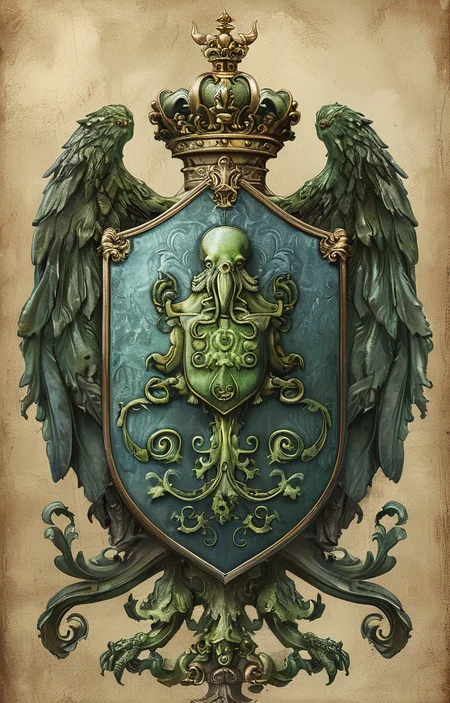 masterpiece,best quality,<lora:tbh227-sdxl:0.9>,illustration,style of Coat of Arms,Cthulhu