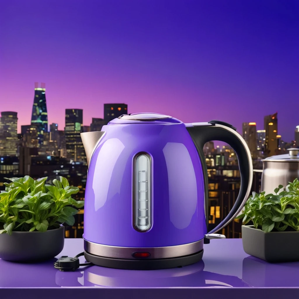 (electric kettle showcase) <lora:47_electric_kettle_showcase:1.1>
Purple background,
high quality, professional, highres, amazing, dramatic,
(Rooftop garden and urban skyline view:0.5),