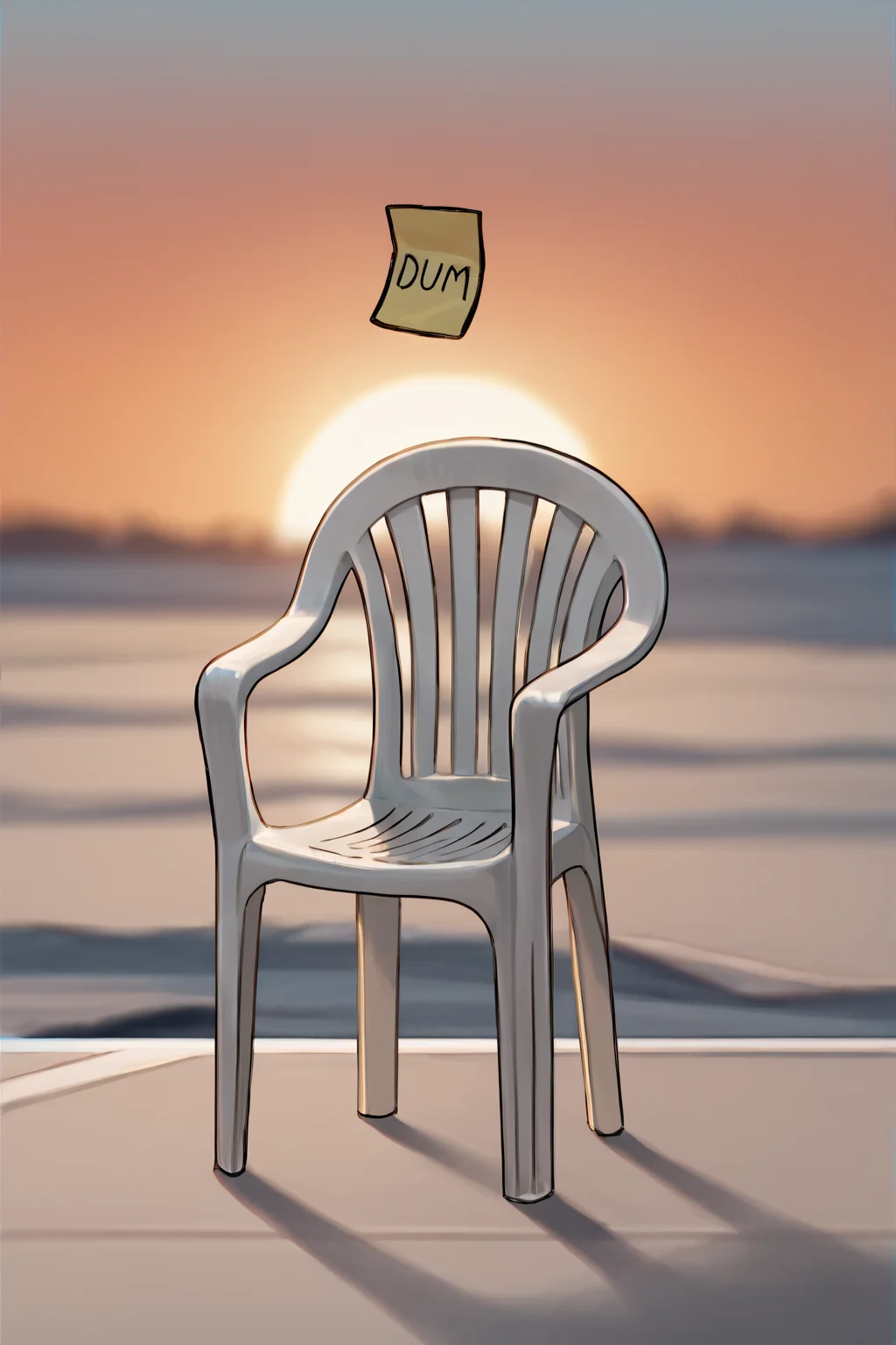 score_9, source_anime, score_8_up, score_7_up, no humans:plastic chair:.5, sunrise, blurry background, <lora:PlasticChair_XLPD:0.8> plastic chair, <lora:DumStickyNote_XLPD:1> dumstickyNote, sticker