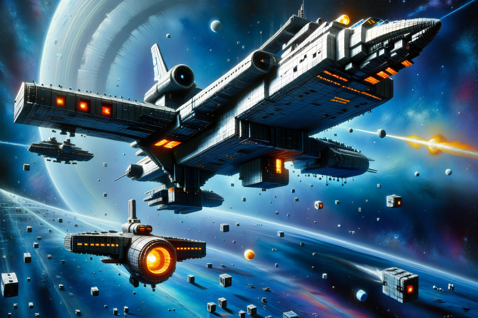 ral-3dcubes,<lora:ral-3dcubes-sdxl:1>,ral-oilspill,<lora:ral-oilspill-sdxl:0.5>,John Berkey Style page,<lora:John_Berkey_Style:0.8>,
U.S.S. Enterprise,flying through space,