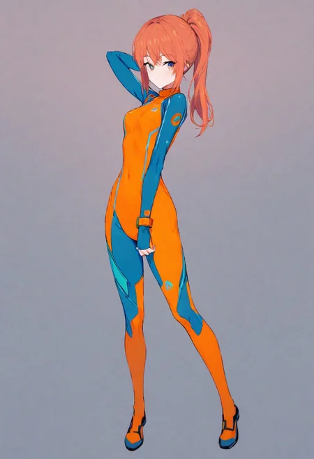 masterpiece, a portrait of a girl in zero suit samus outfit, molly, bright colors, full body