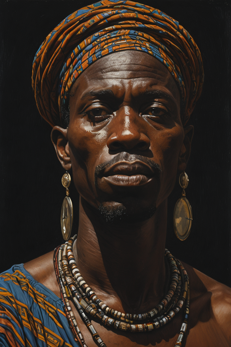 oil painting of african man,dark shot,dramatic,extremely detailed,intricate,by Greg Rutkowski