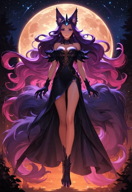 score_9, score_8_up, score_7_up, score_6_up,masterpiece,8k,high res, pixel art,(ais-ghostly:1.1),(1 human girl:1.2), (long wolf ears:1.4),(long fluffy tail:1.3),(long wild hair),(tricorne hat),beautiful face,detailed face,(dark purple eyes),shining eyes,(dark purple hair),tranquil expression,(slim figure),bright white robes,holding long sword,swordmaster robe,exposed legs,walking,skinny,(big hands),(beast hands:1.1), (long legs),(paw feet),(night time,starry sky,full moon,dynamic lighting,strong winds)..
In the dimly lit chamber, the enchantress' eyes sparkled with a tantalizing promise, their depths shimmering like twin stars. Her gaze, intense and mesmerizing, held the power to captivate and ensnare. The soft glow of the firelight played across her delicate features, highlighting the allure of her enigmatic smile. Draped in flowing, ethereal robes that clung to her graceful form, she moved with a fluid elegance that seemed almost otherworldly. Each glance she cast was a silent invitation, filled with the unspoken allure of secrets and desires yet to be revealed. The air around her thrummed with a subtle, magical energy, as if the very atmosphere responded to her presence. Those who met her gaze felt a magnetic pull, drawn into the spellbinding promise of her eyes, unable to look away.