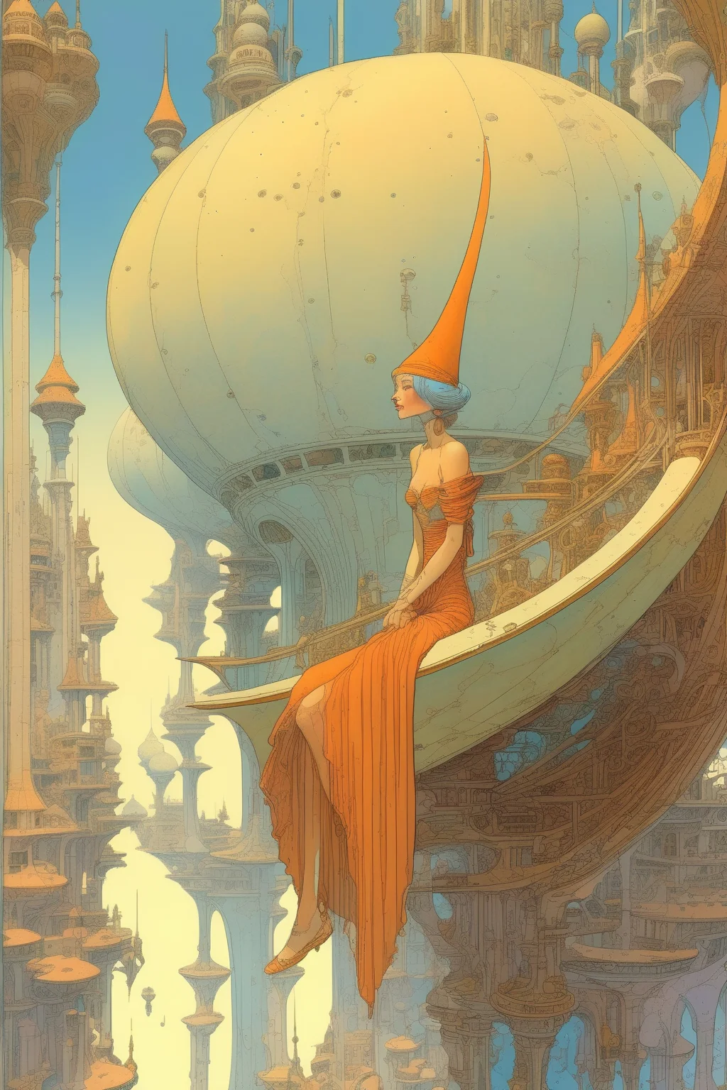 <lora:Luc Schuiten Style:1>Luc Schuiten Style - charming extraordinary moebius - clear clean elegant asymmetrical gorgeous best ever beautiful extraordinary masterpiece 32k hyper-detailed