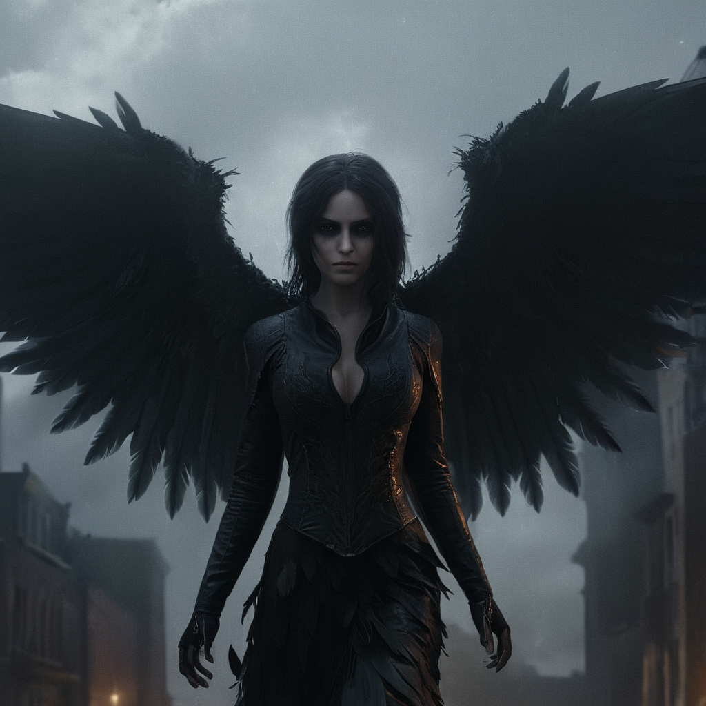 Horror-themed,  <lora:perfection style:0.6>
 <lora:Chiaroscuro Lighting Style:0.6>
 <lora:carcosa city style v2:0.9>
In an ancient and mysterious world a digital art image of a dark angel,looking at viewer,wings,no humans,glowing,glowing eyes,dark , detailed, real, different, unique, cinematic, dramatic, concept art, filmic, detailed background, detailed settings, artstation, carcosa city style, Eerie, unsettling, dark, spooky, suspenseful, grim, highly detailed