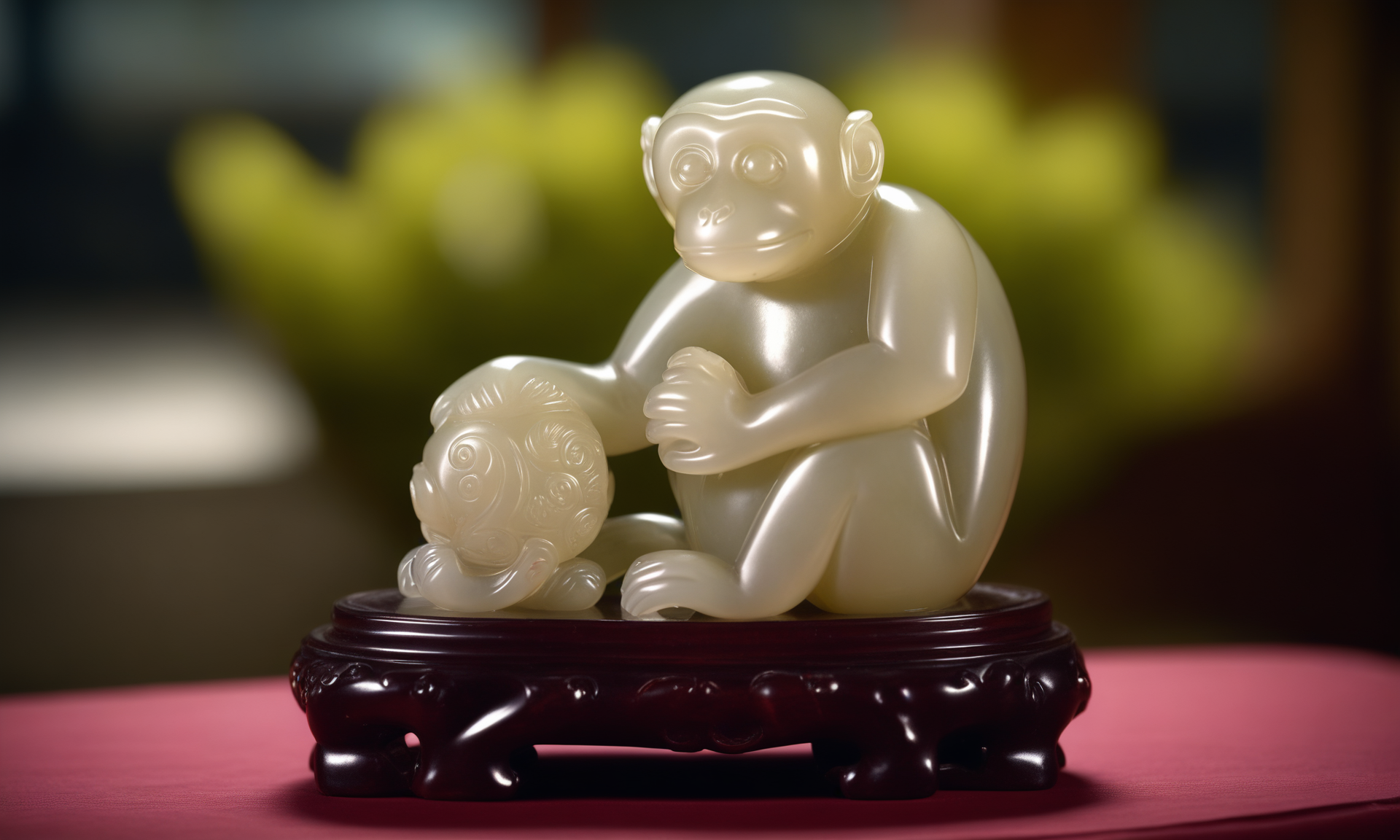 cinematic film still <lora:jadecarvingcd_xl-000007:0.8>,a statue of a monkey made of (jadecarvingcd_xl,jade carving,translucent) on floor,no humans,long-focus,indoors,chinese zodiac,wooden table,cutie,cute,still life,animal statue,front view,facing viewer,looking at viewer . shallow depth of field, vignette, highly detailed, high budget, bokeh, cinemascope, moody, epic, gorgeous, film grain, grainy, 8K, HDR, UHD, masterpiece, best quality, highly detailed, high resolution, finely detail, extremely detailed, ultra detailed, wallpaper