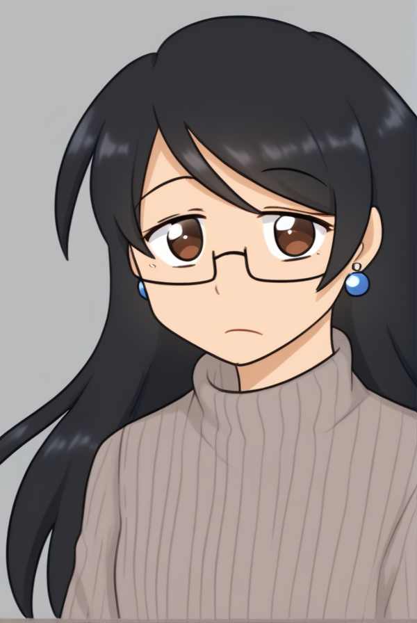 <lora:Yoontoons:1> yoontoons, 1girl, glasses, black hair, brown eyes, long hair, earrings