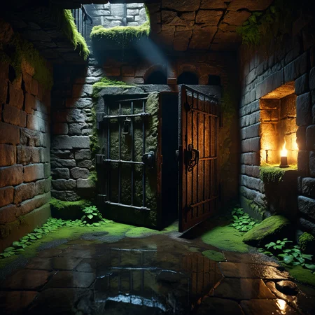 A dark and grim medieval castle dungeon, designed for imprisoning captives. The walls are made of aged, damp stone bricks, cracked and worn with time, with patches of moss and moisture seeping through. The small, claustrophobic space is lit by a single flickering torch mounted on the wall, casting long, eerie shadows across the room. Rusted iron bars form a heavy prison door with a corroded lock and hinges, partially ajar or firmly shut. The floor is rough, uneven stone, covered in dirt and faint stains, hinting at years of suffering. Chains hang loosely from rusted hooks embedded in the walls, their metal corroded and worn. In one corner, a small, grated window lets in a thin sliver of cold, pale light, emphasizing the dungeon's oppressive and hopeless atmosphere. The air feels damp, stale, and heavy with silence, evoking a chilling sense of isolation and despair.
<lora:SDXLFaeTastic2400:0.4> <lora:extremely_detailed:0.4> extremely detailed, Masterpiece,best quality,hi res,8k,hi res,8k,award winning,(sharp focus, intricate, highly detailed),