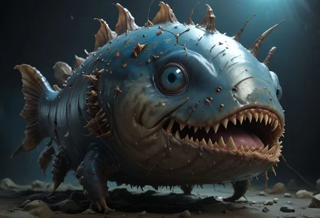 cinematic, anglerfish chonkasaurus, scifi, slimey, raytracing, HD, 4k, floating energy, night, dark, blue eyes, (energy effects:1.3), <lora:chonkasaurus-000003:1>, <lora:add-detail-xl:2>