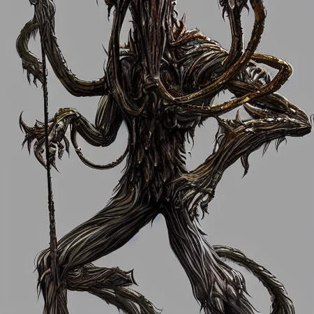 concept-art of a multi-limbed monster, horror