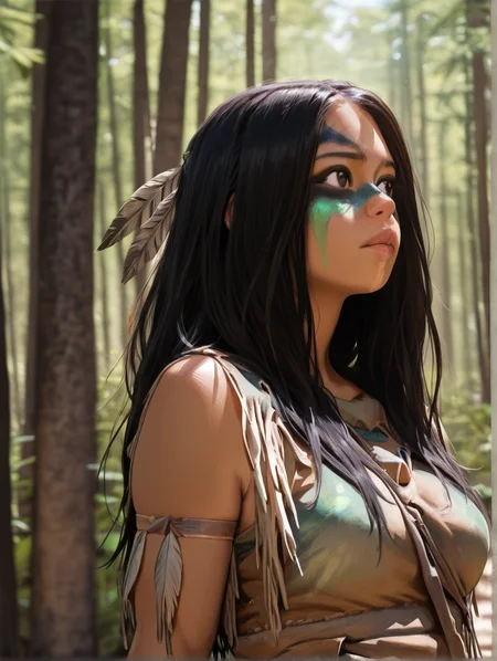 masterpiece, best quality, amazing quality, very aesthetic, absurdres, newest, detailed background, upper body, outdoors, dynamic angle, 4k, 8k, jungle
naruprey, solo, 1girl, black hair, long hair, green facepaint, black facepaint, multicolor facepan, feather hair ornament, tribal, realistic,
<lora:Naru_-_Prey_Illustrious:1>