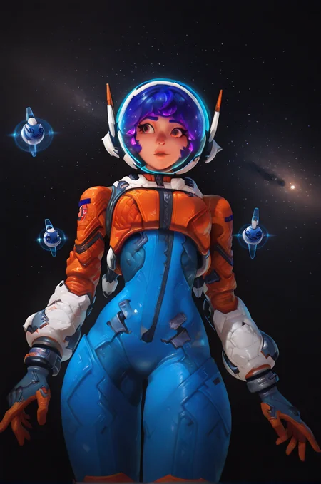 <lora:juno:1> ow juno, floating, at space, galaxies, cowboy shot, dramatic angle, close-up, masterpiece, best quality, good quality, very aesthetic, absurdres, newest, (Perfect details), <lora:USNR STYLE_XL_loha:0.3> <lora:spo_sdxl_10ep_4k-data_lora_webui:0.3> <lora:ponyv5_noobV065S_1_adamW:0.3> <lora:GBF_Illustrious:0.3> <lora:748cmSDXL:0.4>