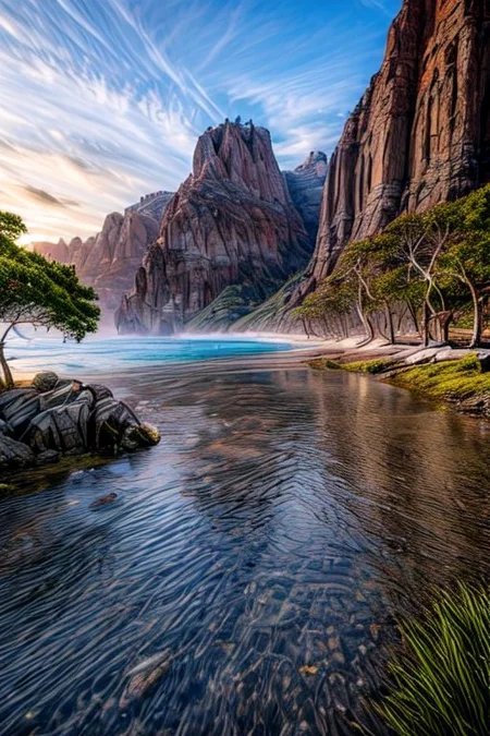 masterpiece, best quality, ultra-detailed, realistic, 8k, pine tree, flowers fields, many kinds of flowers, some of birds flying on the sky on very distant, beaches, rocks, sea waves, afternoon, sunset, beaches, beach sands, rocks, sea waves, a few of clouds, out-of-this-world scenery, lifelike, naturalism, greatest naturalism photo, immaculate detailed realism photography, soft pastel color tone, rich colors, best colors colorful leaves, perfect composition, perfect colors, colorful, clear photo, intrigue nature panorama, delicate nature photo, immaculate micro-details nature elements, (out-of-this-world scenery:1.23), beautiful landscape, beautiful flowers, crystal fantastic, breathtaking beautiful nature, unmatched beauty nature, more nature elements, rich nature elements, beach, (awards winning photography:1.37), trending on artstation, real life photo realistic, intricate detailed richest nature elements, perfect proportion, aesthetic, artistic style, surreal, insanely lifelike, top best naturalism photography, peaceful atmosphere, perfectly intricate detailed, greatest detailed, intricate nature details background, depth of field, no human, highest quality, detailerlora,