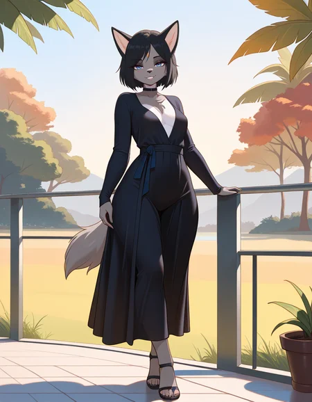masterpiece, best quality, very aesthetic, absurdres,
outdoors,
full body, seductive smile, parted lips, long eyelashes,
<lora:Iris_v01_NAIXL:1>
1r15,1girl,solo,furry,furry female,black hair,short hair,black hair,blue eyes,animl nose,snout,choker,body fur,grey fur,tail,