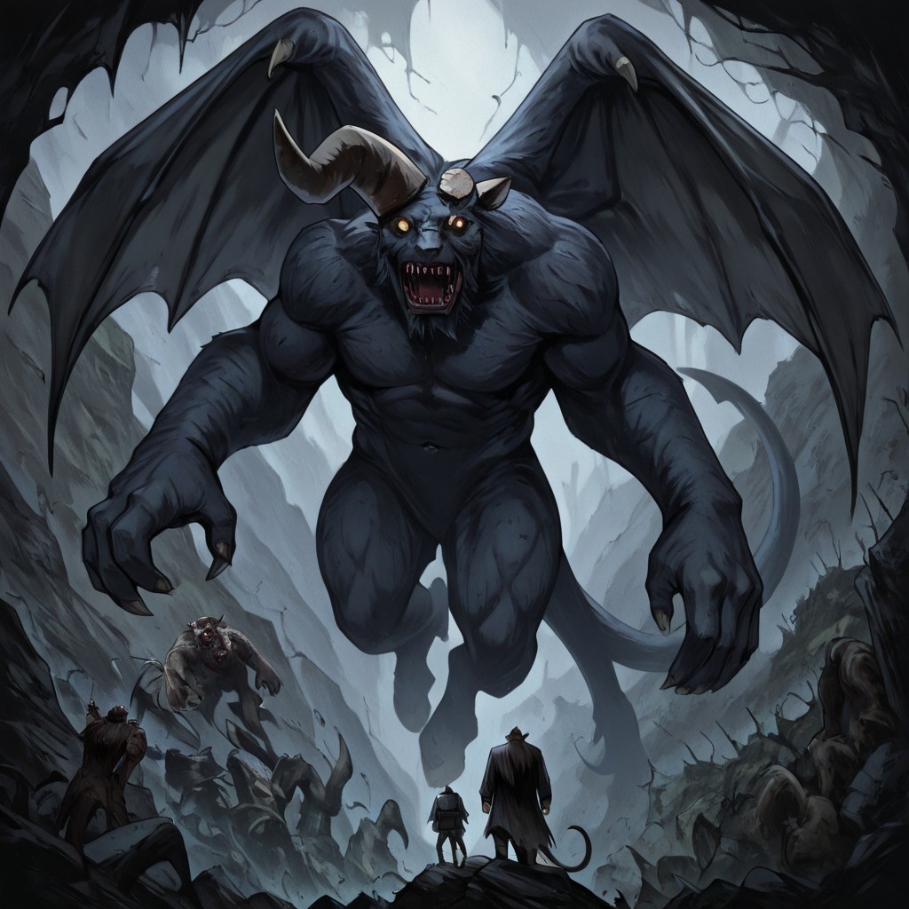 masterpiece, best quality, newest, absurdres, highres, TTCSV1.0, Zodd-V1.0, Zodd-V1.0-apostole, monster, monster boy, horns, giant, wings, tail, one horn, broken horn,