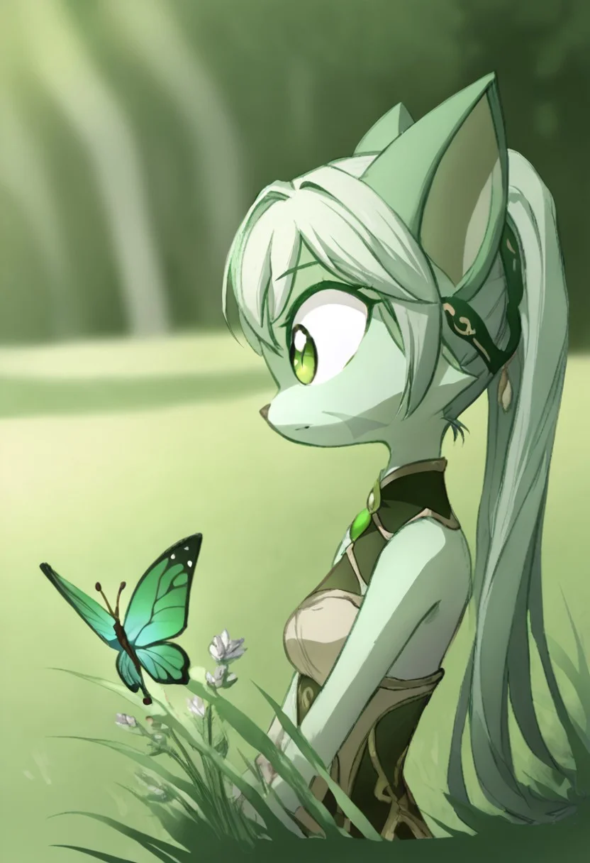 score_9, score_8_up, score_7_up, source_anime, BREAK
lilith_calah, 1girl, furry female, furry, solo, tail, animal ears,
(masterpiece, best quality, absurdres,very aesthetic,newest),1girl,nahida \(genshin impact\),upper body,butterfly,grass,blurry foreground,
green gemstone,green theme,crystal,shade,
<lora:Obsidian_Jade_Style:0.5>,