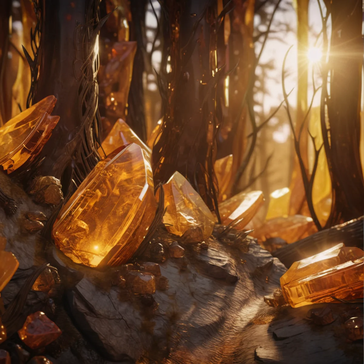 ambr1 forest, amber background, cinematic<lora:ambr1:1>