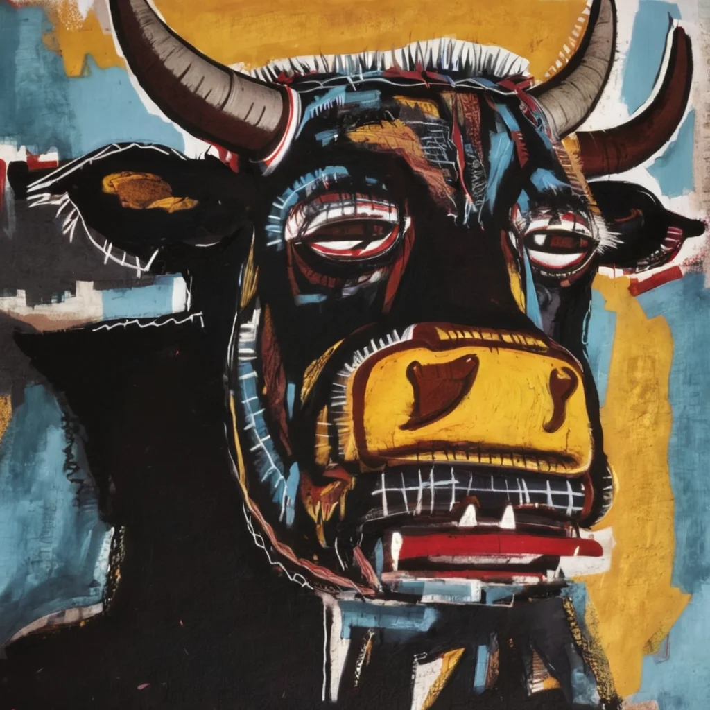 <lora:b4sq:1.2>b4sq close up face of bull with horns