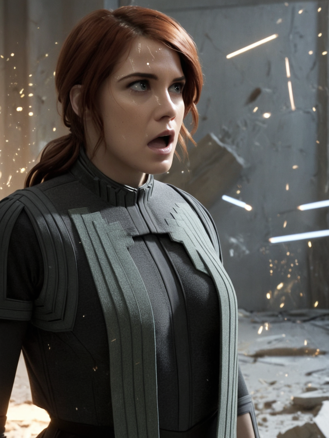 a woman,cinematic,faced to viewer,(cute:0.5),realistic,dramatic lighting,particles,debris,solo,solo focus,
<lora:Jasse_Faden_v6_biglust:0.95>woman,jasfdn face,jas hair,asynch clothes,shocked