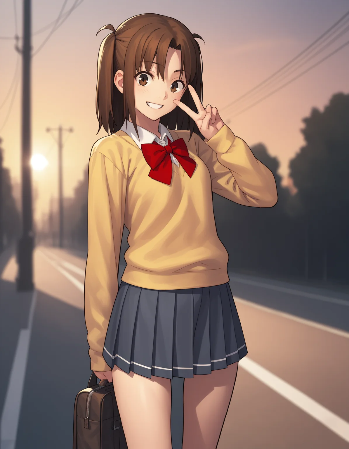 score_9, score_8_up, score_7_up
<lora:sacchin-ponyxl-000025:1> sacchin, school uniform, microskirt,
1girl, v, smile, sunset, street, upper body, bokeh