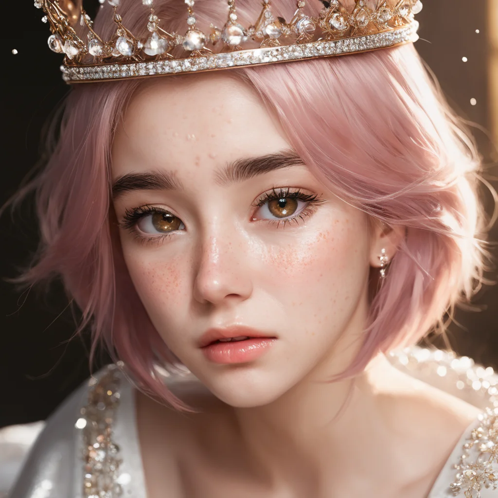 masterpiece, best quality, (1girl), Sam Yang, beautiful detailed eyes, looking at viewer, upper body, pink hair, shy, cat ears, very detailed, high resolution, sharp, sharp image, 4k, 8k,
RAW photo, (photo flash:1.5) (fashion photography) (pictorialist style), fashion shot, realistic photo style, sharp focus
sunlit hall, weeping princess, regal throne, dust particles, tiny stars, tears glistening, profound sorrow, inconsolable grief, loneliness, heartache, despair, grace, majesty, radiant light filtering, golden aura, heavy crown, velvet robes, bejeweled, crystal chandelier, somber ambiance
(full body shot) of a 20 yo princess wearing a crown, she is angry or crying, sad looking, tearful and open-mouthed, reveal sorrow, teary, tear, sorrow, crying, transparent liquid, water tears, glass tears, cute face, unkempt hair, detailed eyes, complexion nuances, dappled light on face, no make-up, detailed face and eyes, very thin eyebrows, pale skin, natural skin texture, (highly detailed skin:1.1), textured skin, (oiled shiny skin:0.5), (skin blemish:1.3), (moles:0.8), (imperfect skin:1.5), intricate skin details, visible skin detail, (detailed skin texture:1.1), (oiled shiny ultra white skin:0.6), mascara, (skin pores:1.1), (light freckles:0.3), skin fuzz, (blush:0.5), (goosebumps:0.5), translucent skin, subsurface scattering, (minor skin imperfections:1.2), wrinkles, vitiligo spots, [brown spots:0.01], [whiteheads], [blackheads], [white pimples:0.01], [red pimples:0.01], beauty spot, skin fuzz, detailed eyes, (round iris:1.1), light reflections in her eye, visible cornea, highly detailed iris, tiny blood vessels in the eye, remarkable detailed pupils <lora:polyhedron_all_sdxl-000005:0.5> <lora:tears-000007:0.6>
