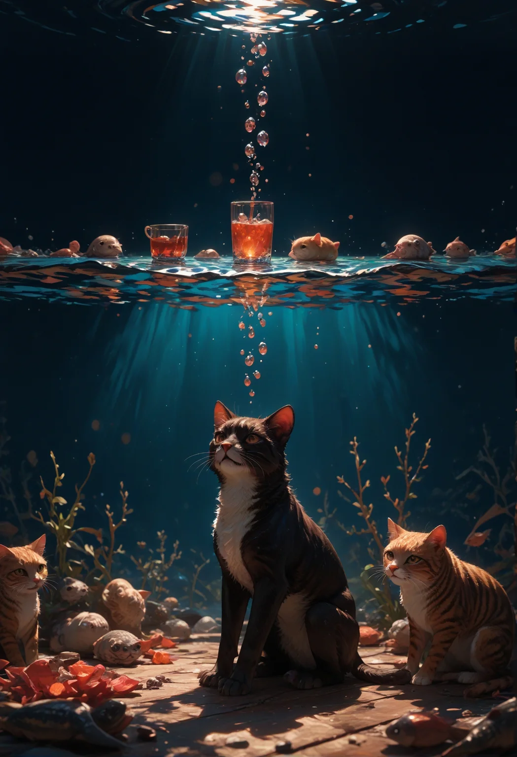 score_9,score_8_up,score_7_up,embedding:zPDXL2, film grain,Cinematic Lighting, Expressiveh,th3rm4l,colorful, , sitting, water, cup, no humans, animal, border, table, cat, alcohol, drinking glass, fish, bubble, underwater, air bubble, surreal<lora:增强\(收藏)\sdxl_lightning_8step_lora.safetensors:1.0:1.0> <lora:增强\(收藏)\Expressive_H-000001.safetensors:0.4:0.4> <lora:增强\(收藏)\Hands XL 4.safetensors:1.0:1.0> <lora:增强\(收藏)\glowneon_xl_v1.safetensors:0.5:0.5> <lora:extremely detailed (no trigger).safetensors:1.0:1.0> <lora:Vixon\(收藏)\Vixon's Pony Styles Thermal.safetensors:0.4:0.4> <lora:增强\(收藏)\sinfully_stylish_SDXL.safetensors:0.4:0.4>