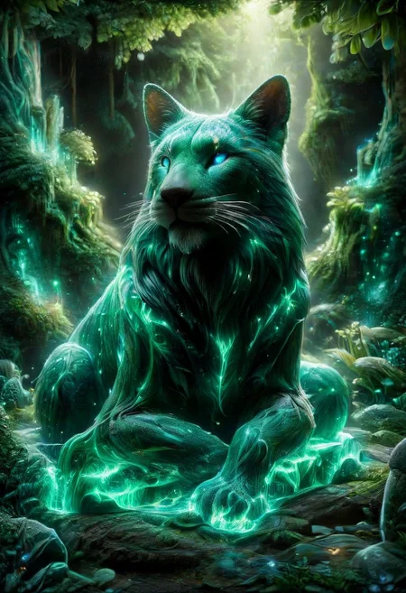 Transforming Worlds with Malachite, intricate animal sculptures, 3D render, hyper-realistic details, vibrant textures, natural lighting, by artists like Greg Rutkowski and Artgerm, showcasing a lush environment, 8k resolution, fantasy theme.
3d-rendering, concept-art, digital, dreaminess, futuristic, multimedia, sculpture, virtual-reality
concept-art, awesome full color, fantasy, epic, majestic, magical, dreamy, perspective, light and shadow, moody, epic, 
beautiful, painterly, aesthetic, textural, vivid, vibrant, intricate details, highly detailed, ultra-detailed, absurdres, 
ais-blmn, 
malachite_style