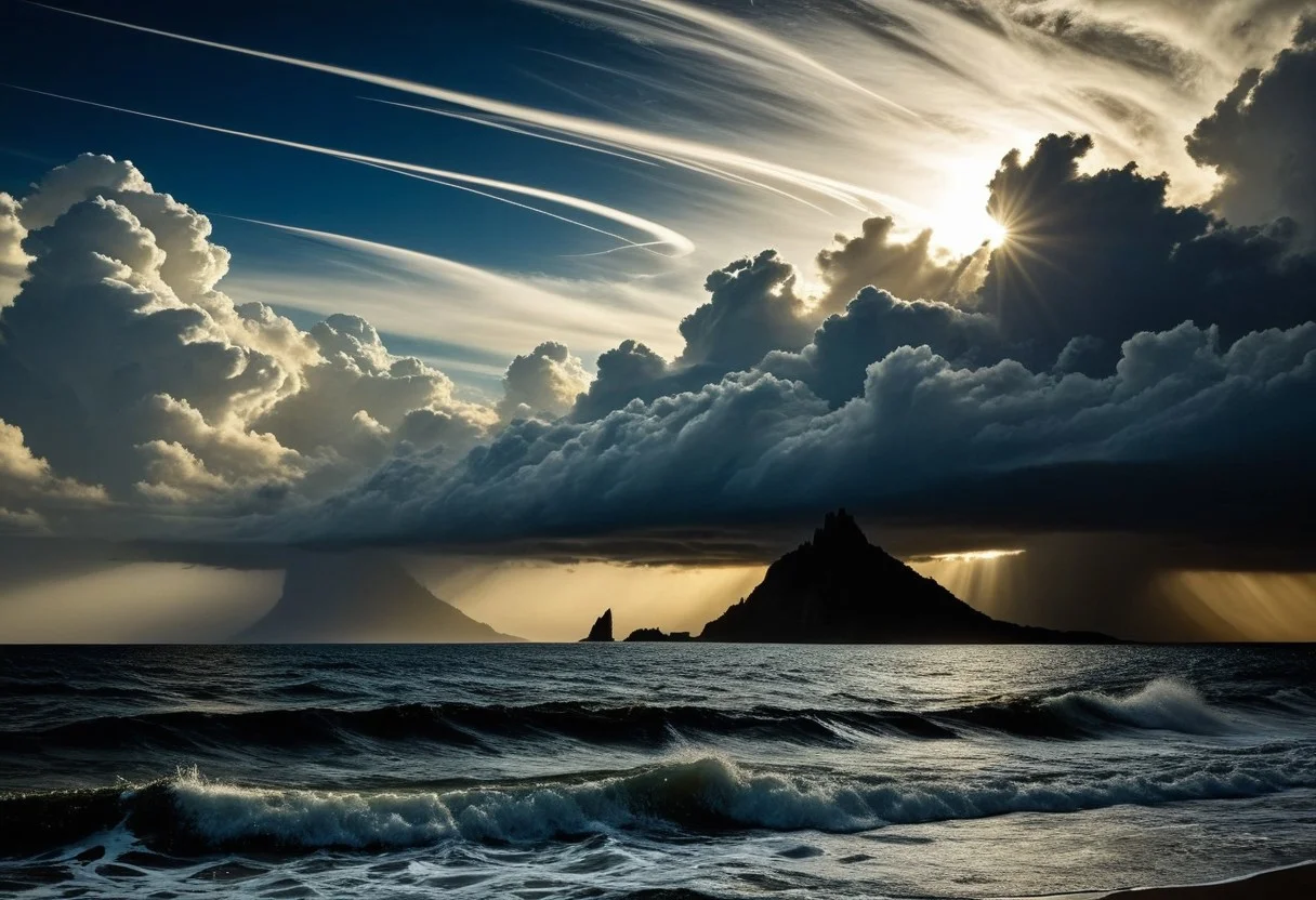 (fine texture, masterpiece, ultra-detailed, very awa, best quality, very aesthetic, absurdres, newest, volumetric lighting, scenery), made out of, ebony, ivory, scrimshaw, bone carving,
BREAK
(negative space, surrealist anatomy, Dali-esque morphing:1.3),
BREAK
hurricanes and storm clouds over turbulent sea, ghostly figures creates new weather patterns in the clouds. Darkness brews, ivory lightning streaks across the skies.