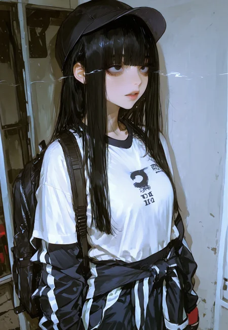 ((masterpiece,amazing quality,best quality,ultra-detailed,perfect composition,detailed face))), 
((8K, 8k skin textures, illustration, amazing quality, realisticshaded and colored)),

BREAK 1girl, one girl, Black hair, (chest length hair:1.2), Straight Hair, bangs, one tucked behind ear, black eyes, feature large highlight, feature double highlights, shaped eyeblow, sensitive, <lora:ensoku:1>, ensoku, multiple girls, backpack, gym uniform, track jacket (track pants, clothes around waist), cap,

BREAK ultra-detailed, eyelashes, white sclera, eye trail, crazy eyes, Sharp eyes, wide eyes, 

BREAK (mature female:1.5), very aesthetic, smooth image, (detailed face and eyes), detailed face, mesmerizing gaze, motion lines, action lines, sharp focus,volumetric lighting,

<lora:MoriiMee_Gothic_Niji_Style_Illustrious_r1:0.5> 
<lora:748cmSDXL:0.6>,
<lora:r17329_illu-000017:0.45>,