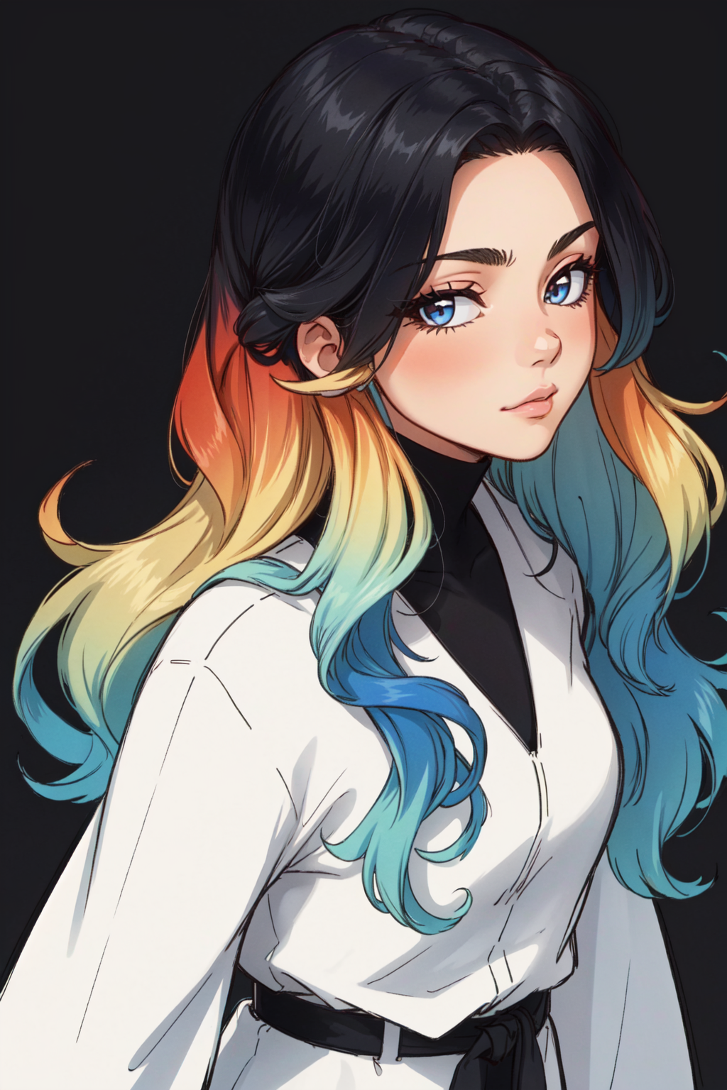 1girl, long hair, ((ombre  hair)), two-tone hair, multicolored hair, <lora:Ombre Hair:0.7>, long hair, close-up, solo, looking at viewer,