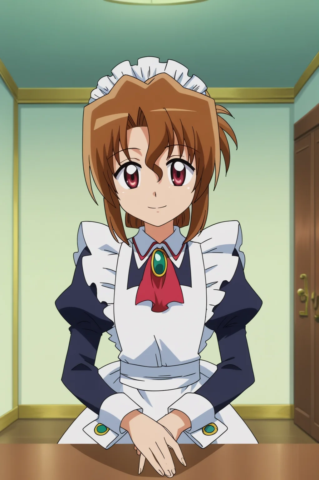 anime screencap, rating safe, Maria, maid, light smile, upper body <lora:Hayate_no_gotoku-Maria-PDXL:0.8>