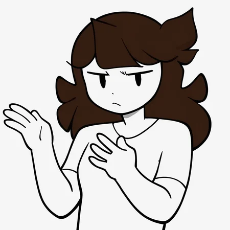 score_9,score_8_up,score_7_up,score_6_up, monochrome, flat color, <lora:Jaiden_Pony-000011:1> , jaiden, 1girl, long hair, bangs, brown hair, white shirt, short sleeves, blunt bangs, solid oval eyes, no nose,