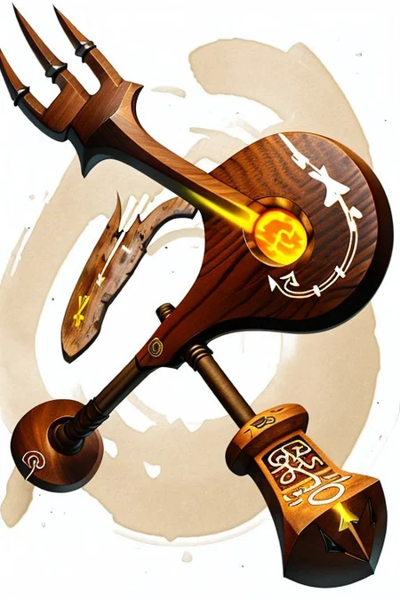 shovel,-axe hybrid, wood handed, (dark wood handle:1.1), with (glowing runes:1.2)
