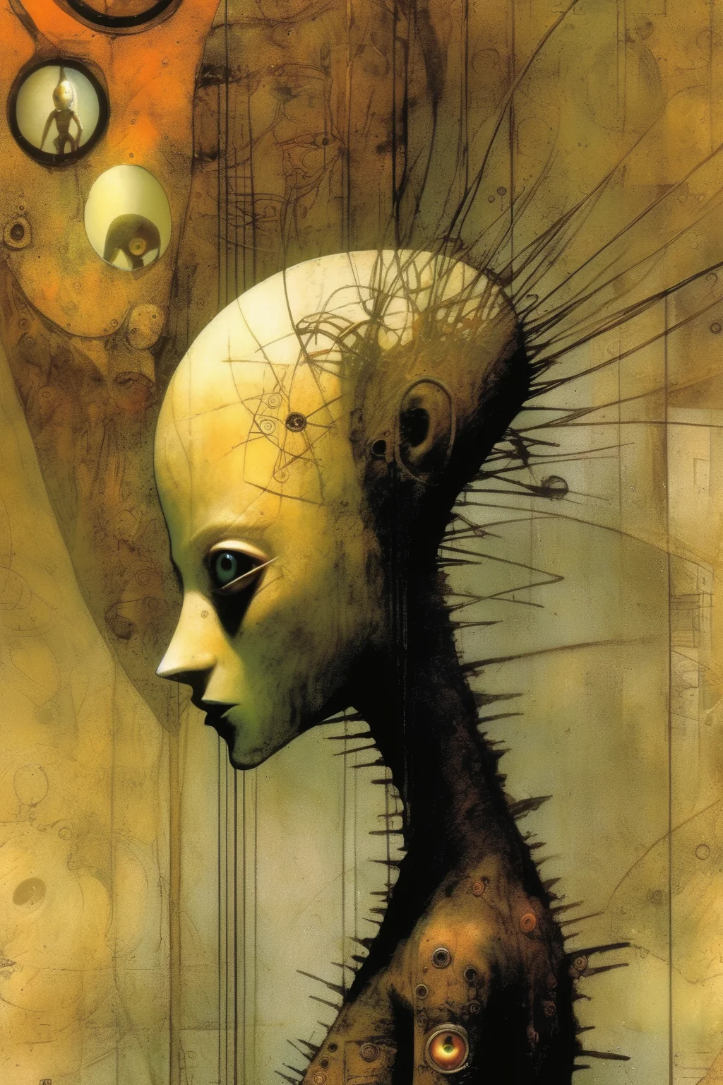 <lora:Dave McKean Style:1>Dave McKean Style - PROMPT or translation and artificial processing from the style of Dave McKean memorable cover illustrations of sandman_and cover of Joe Quinns Poltergeist_ #1 Art Ex Machina Volume 001 Cover Art By Dave Mckean mix of many of them according to Midjourney_masterpiece_