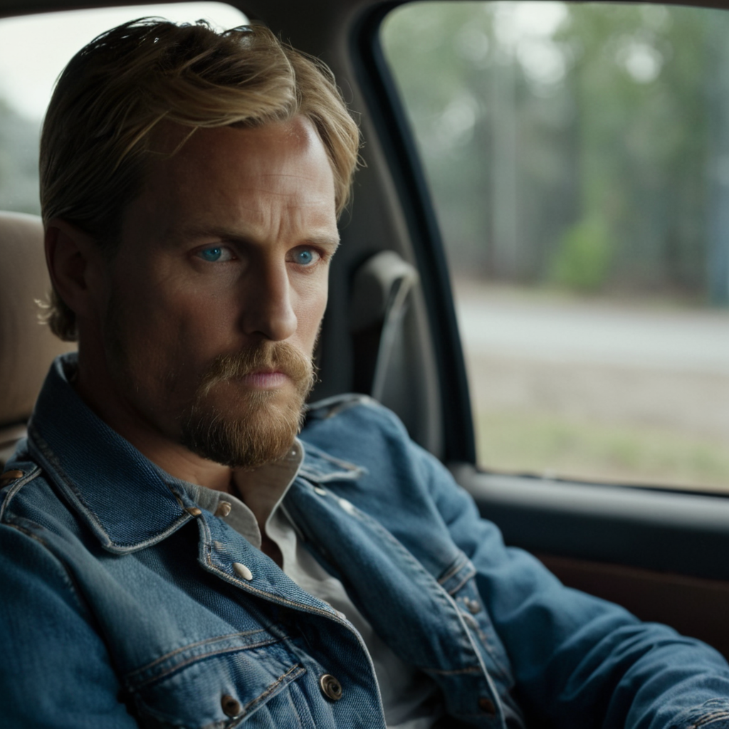 cinematic film still of cinematic film still of  <lora:add-detail-xl:1>0
<lora:detailed:0.3>
<lora:perfection style:0.3>
<lora:xl_more_art-full_v1:0.3>
 <lora:true detective style:1>
a man with a long beard sitting in a car,solo,blue eyes,blonde hair,brown hair,long sleeves,1boy,sitting,jacket,male focus,mole,blurry,mole under eye,facial hair,denim,blue jacket,beard,pocket,realistic,mustache,breast pocket,denim jacket , sharp, detailed, epic photography, artistic, dramatic light, cinematic style, film style, 
true detective style, shallow depth of field, vignette, highly detailed, high budget, bokeh, cinemascope, moody, epic, gorgeous, film grain, grainy