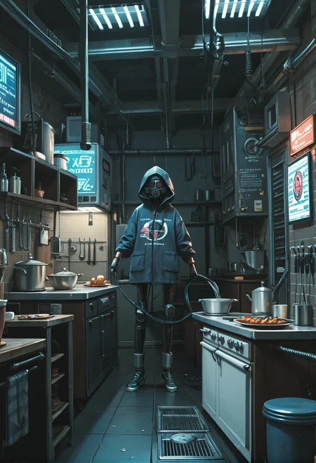 ,ruanyi0779,science fiction,neon lights,cable,industrial pipe,
kitchen,kitchen hood,<lora:0779 science fiction world_v1_pony:1>, score_9,score_8_up,score_7_up,,8k,1girl,solo,