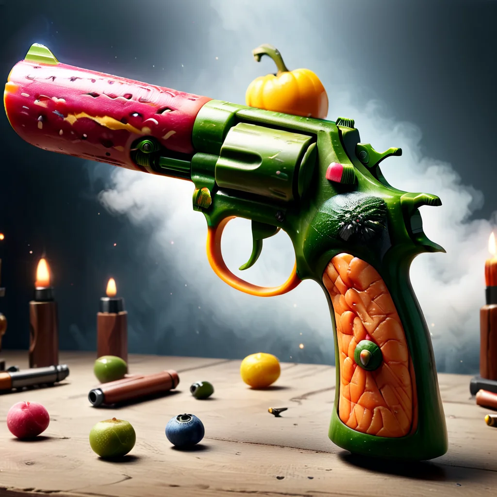 Masterpiece,absurd resolution,8k,high resolution,fruity,
pistol,weapon,
,<lora:Fruit_world_XL25:1>