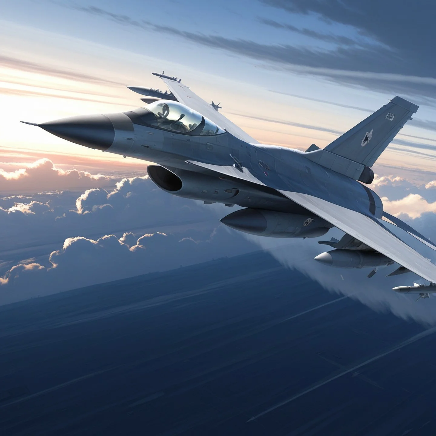 <lora:F-16_Illustrious:1>, f-16, dogfight, two fighter jets, missile launch, aerial battle, vapor trails, dramatic clouds, dynamic pose, motion blur, cinematic lighting, explosion in background, aircraft, masterpiece, best quality, amazing quality