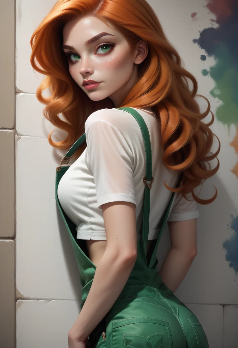 score_9, score_8_up, score_7_up,
1girl, solo, artist painter, standing, painting wall mural, green overalls, white crop top, looking at viewer, from behind,
<lora:Dark_Erin_Pony_v0.1:0.5> d4rk3r1n, orange hair, long hair, green eyes,