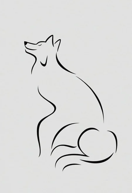 score_9, minimalism, wolf, full body, greyscale