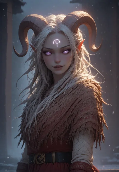 (absurdres, best quality, masterpiece:1.4), score_9, score_8_up, score_7_up, score_6_up, detailed, detailed body, detailed face, world of warcraft, fantasy, <lora:add-detail-xl:1.5>,
fFaceDetail, ((female, draenei, tall, athletic arms, pale white skin, long white hair, purple eyes, no sclera, long white tail), (h0rns, ram horns, white horns),
(long fingers, gold fingernails, gold nail polish)),
alone, upper body, standing, looking toward viewer, soft smile,
Red santa dress with a white fur trim, red santa hat with a white fur trim, black belt with a gold buckle, black knee high boots, White thigh high socks
depth of field, evening, outdoor, harbour, snowing, light snow