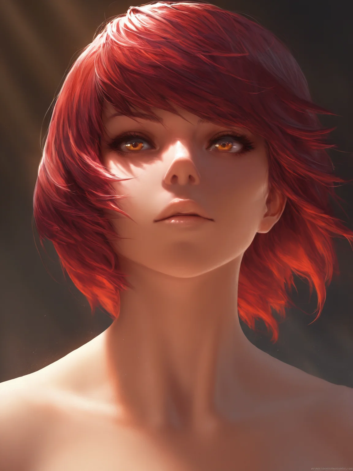 masterpiece, extremely intricate, realistic, red hair, beautiful, intense sunlight, stunning woman, detailed, sharp focus, dramatic, cinematic lighting