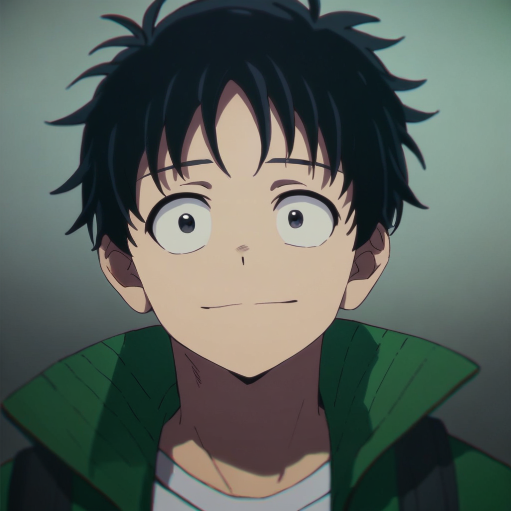 score_9, score_8_up, score_7_up, score_6_up, masterpiece, best quality, ,source_anime,Expressiveh, absurdres,  BREAK, 1boy, Akira, black hair, black eyes, solo male, male focus, light smile, front view, close up, green jacket, white shirt,