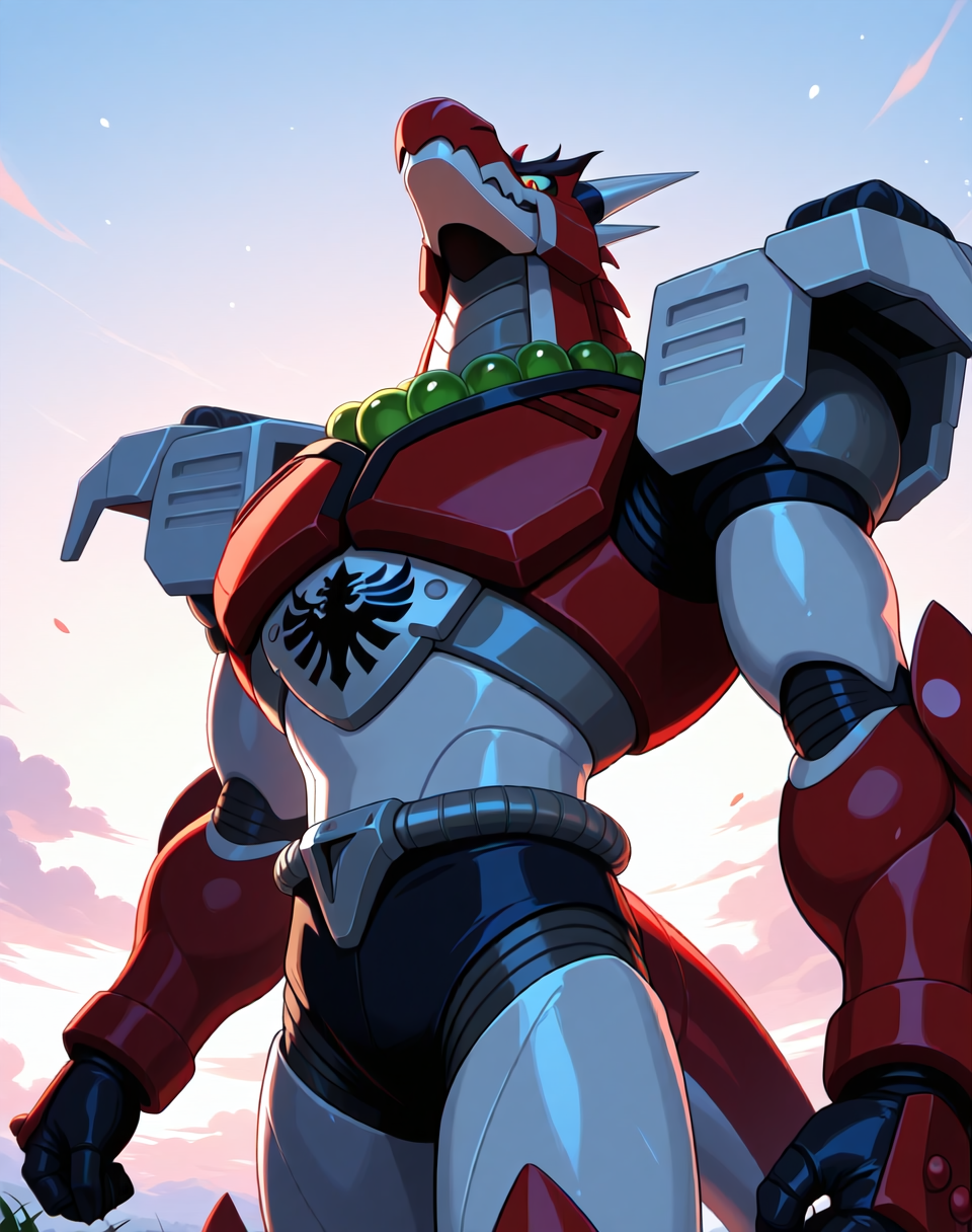 <lora:Magma_Dragoon_(Mega_Man_X)_(Illustrious)_(AD):1> Magma Dragoon, reploid, MMX, 
exterior, sky with clouds, grassy valley,
male focus, intense shadows, dynamic shadows, intricate details, attention to details, gradient coloring, bright vivid colors, robot, bent leg, glossy metal body, dragon, cowboy shot, 
BREAK very awe, masterpiece, best quality, amazing quality, very aesthetic, highres, absurdres, photographic realism, 8K CGI render,
EZRealPONYXL, zPDXL, Smooth Quality, lazynsfw,