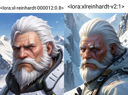 <lora:xl-reinhardt-000012:0.8>,reinhardt,scar across eye,old man,white hair,beard,An old man is climbing a towering snowy mountain,wearing a windbreaker,amidst a blizzard,steep peaks,intricate details,best quality,8K,UHD,