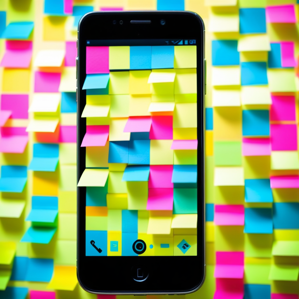 a smartphone made out of Jed-StickyN  <lora:StickyNotesStyle-000007:0.7>