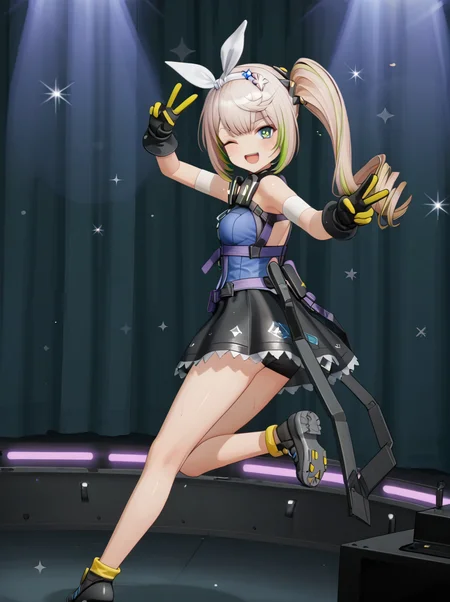 detailed background, shiny skin, posing, rating safe,
<lora:sharkry.pony:1>,
sharkry,
stage, stage light, 
look back, dancing, one eye closed, smug, open mouth, stand on one leg, v, peace, sweat, sparkle, glitters, from side, angled cam,