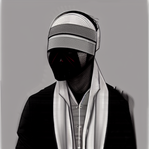 blood on face, holding, bandaged head, necktie, greyscale, bandages, black shirt, full armor