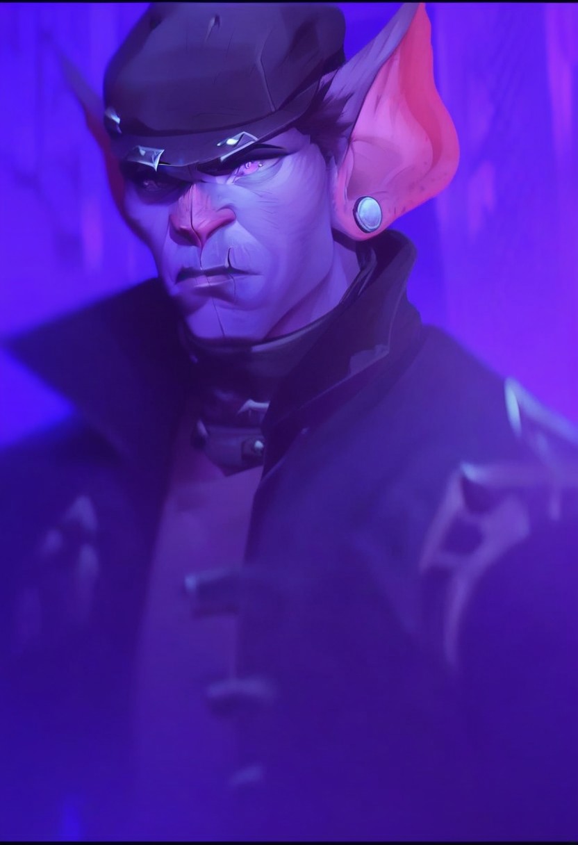 score_9, score_8_up, score_7_up, score_6_up,  
sc4r ,Scarfirelights ,Scar /(league of legends arcane/), short hair, shirt, black hair, 1boy, hat, jewelry, jacket, upper body, male focus, earrings, multiple boys, solo focus, 2boys, blurry, realistic, dark, purple theme ,/(league of legends arcane/),